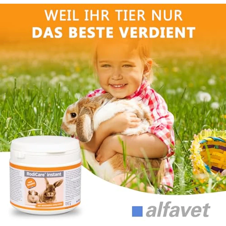 Alfavet RodiCare instant Päppelfutter für geschwächte Zwergkaninchen, Meerschweinchen und Kleinnager, Alleinfuttermittel mit gesunden Kräutern, 170 g mit Dosierlöffel – Bild 5