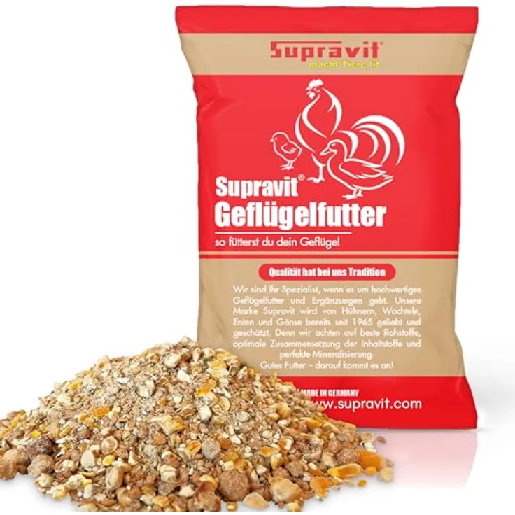 Supravit Legemehl für Hühner 25kg, GVO-frei, für stabile Eierschalen und hohe Legeleistung, mehrfach gereinigtes Legekorn