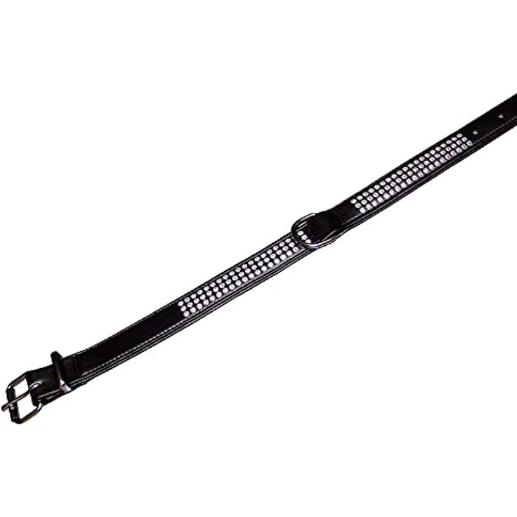 Nobby Halsband Crystal dreireihig, schwarz, aus Kunstleder mit Swarovski Elements, 47 cm (35-41 cm), 22/24 mm