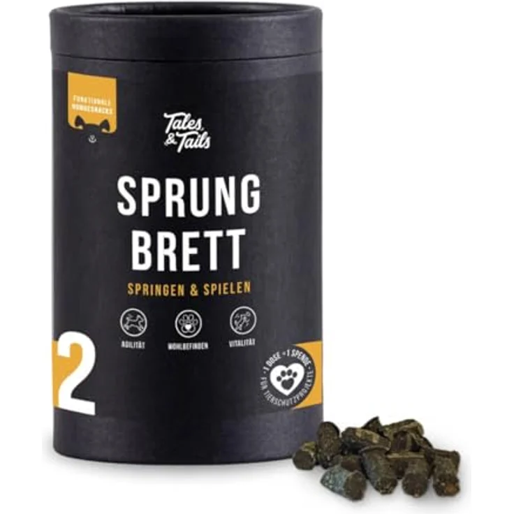 Tales & Tails Sprungbrett Funktionaler Snack für Hunde mit Lammmonoprotein, Grünlippmuschel, Kollagen, Allergiker geeignet, Getreidefrei - 1 Dose 325g – Bild 1