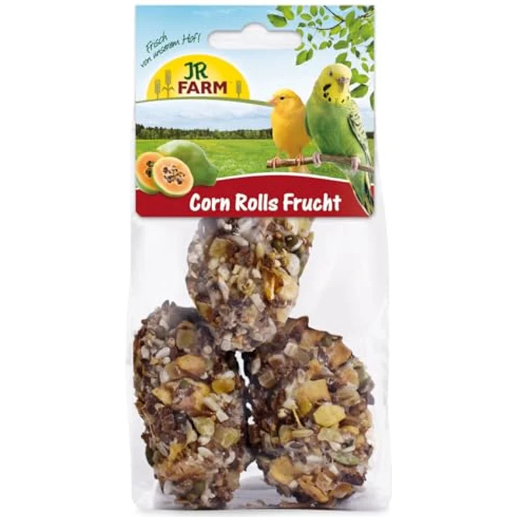 JR FARM Birds Corn Rolls Frucht, vitaminreicher Knabberspaß für Ziervögel, 90 g – Bild 1