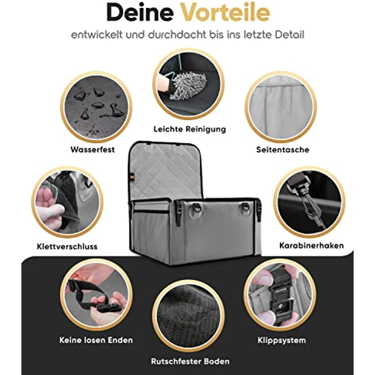 HELDENWERK® Hundeautositz, extra stabil mit 5 Gurten, kratzfest & reißfest, universell einsetzbar, wasserdicht, schwarz – Bild 2