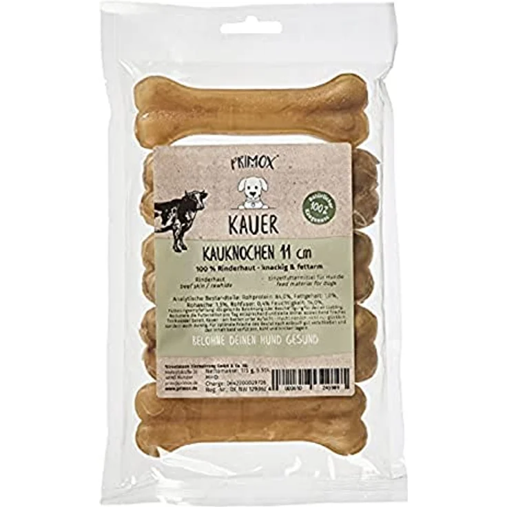 PRIMOX KAUER Kauknochen 11 cm, 100% Rinderhaut, fettarmer Kausnack für Hunde, 1er Pack (0.17 kg) – Bild 1