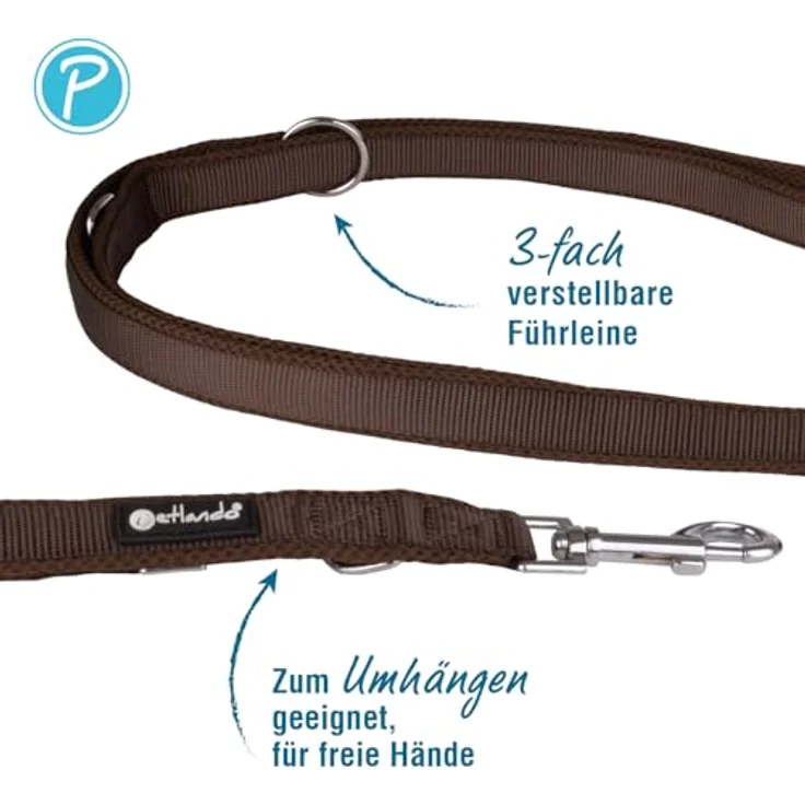 Petlando Hundeleine Mesh, 3m flexibel verstellbar, weich gepolstert, Mokka, 300x2,5cm – Bild 2