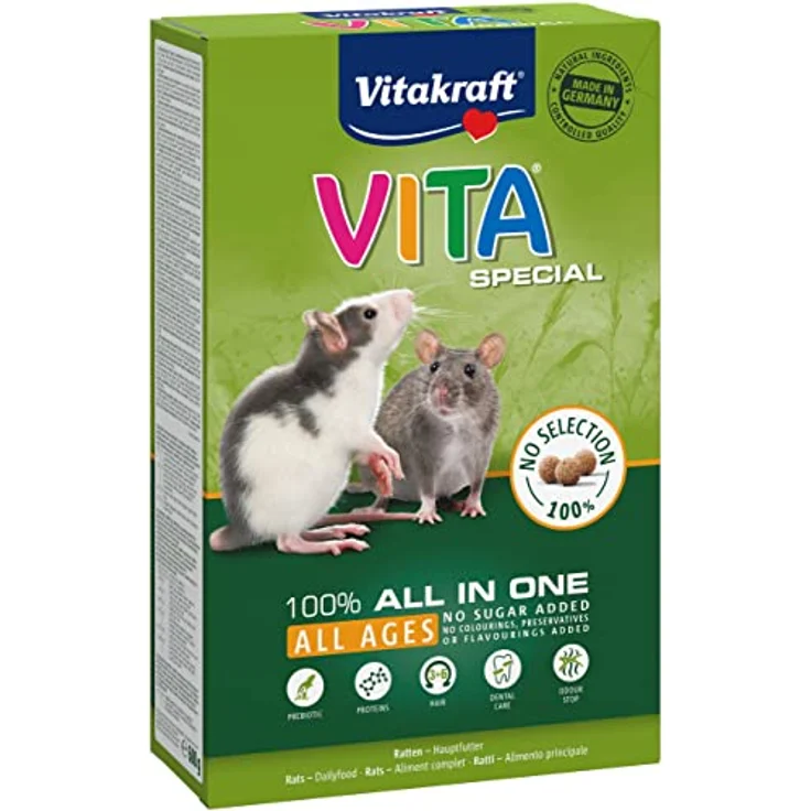 Vitakraft Vita Special, Nagerfutter für Ratten, mit Gräsern und Kräutern, 100% Ernährungssicherheit, 600g – Bild 1
