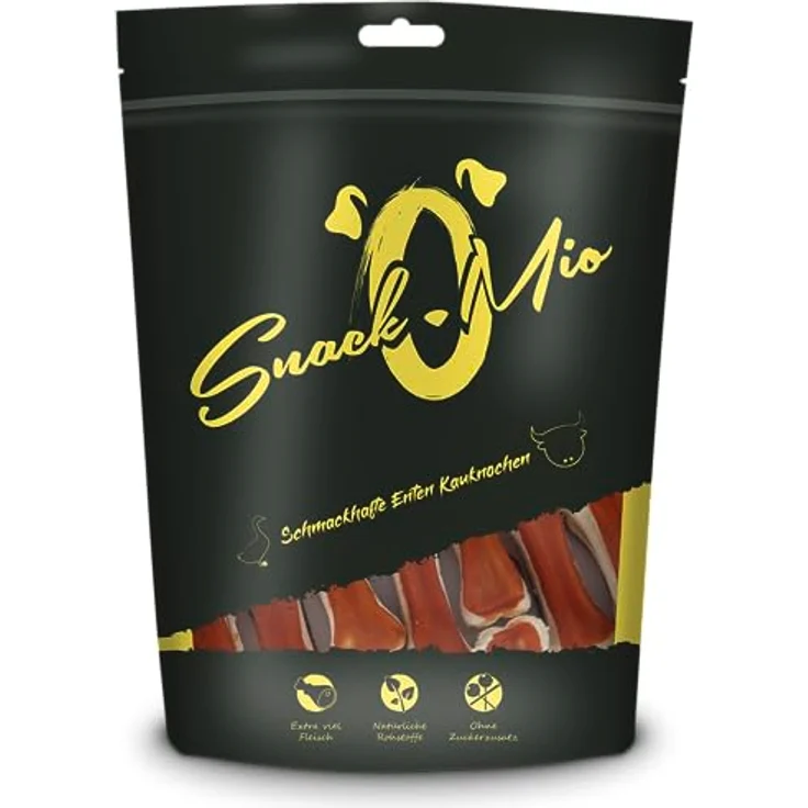 SnackOMio Premium Kausnack für Hunde, Schmackhafte Enten Kauknochen, 120g, Luftgetrocknet, BARF geeignet, glutenfrei, 1er Pack – Bild 1