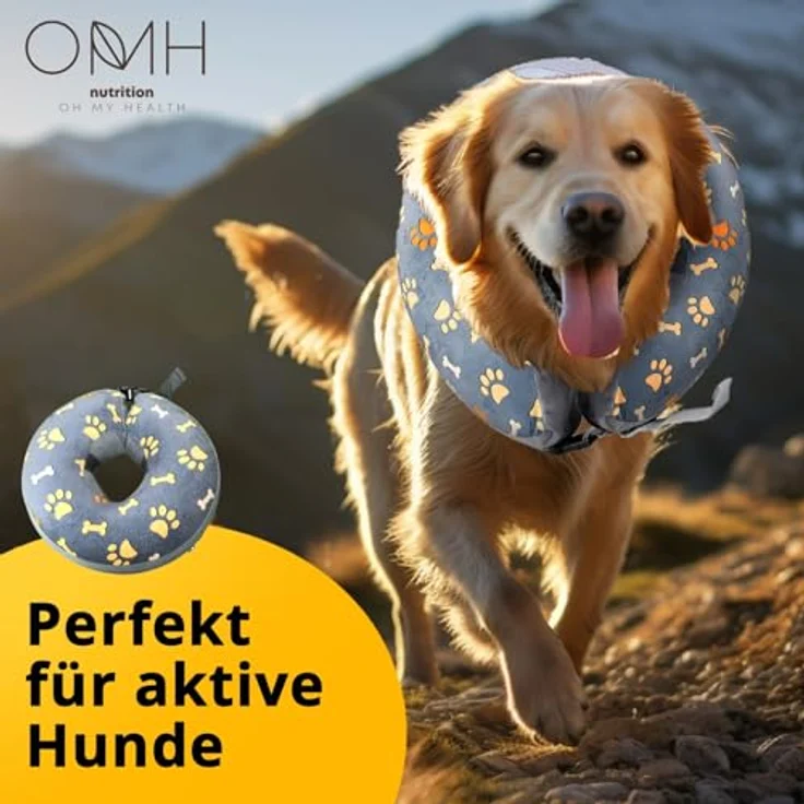 OMH nutrition OH MY HEALTH Halskrause für Hund und Katze, aufblasbarer Leckschutz Halskragen, weich, Größe L – Bild 3