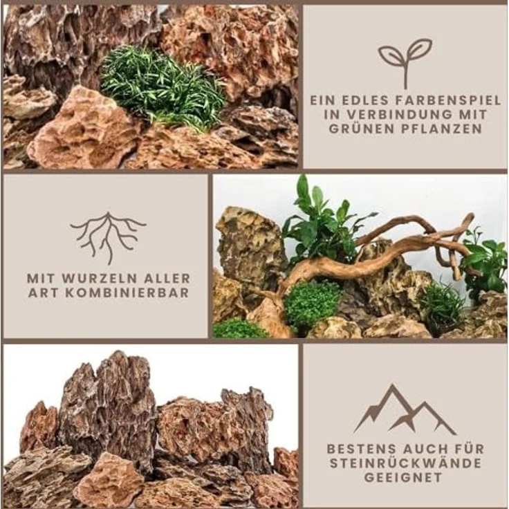 Aquaone Drachensteine, Natursteine Mix 10kg für Aquascaping, Größe S bis XL – Bild 2