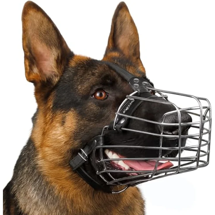 BRONZEDOG Draht-Hundemaulkorb für Deutscher Schäferhund, verstellbarer Metallkorb aus langlebigem Stahl, Größe L für mittelgroße bis große Hunde – Bild 1