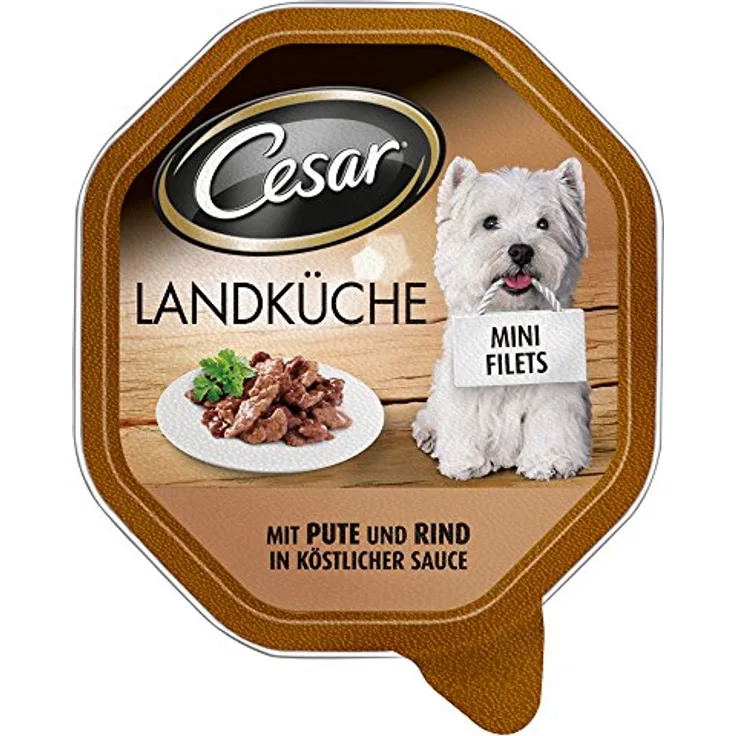 Cesar Landküche Hundefutter Pute und Rind in köstlicher Sauce, 14 Schalen à 150 g