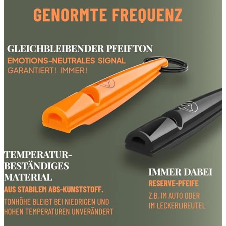 GIZZY® 2X Hundepfeife, lauter & weitreichender Pfeifton, ideal für Hundetraining, inkl. Band (orange) – Bild 3