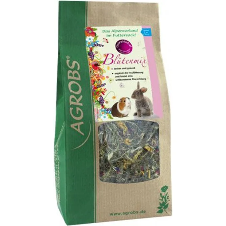 Agrobs Blütenmix 300 g, getreidefreies Ergänzungsfutter für Meerschweinchen und Kaninchen