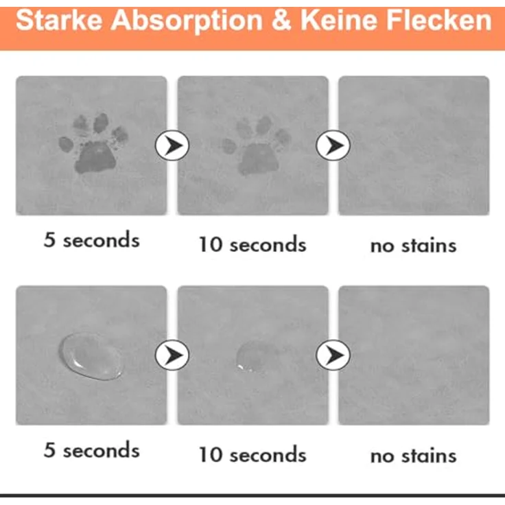 HAOLESHITE Napfunterlage für Hunde und Katzen, saugfähige und rutschfeste Futtermatte in Hell Grau, 43 x 70 cm – Bild 3