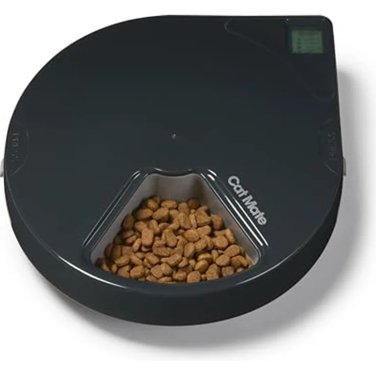 Cat Mate C500, 5-Mahlzeiten Futterautomat mit Digitaltimer, Kühlakkus und tiergeschütztem Design, Grau – Bild 2