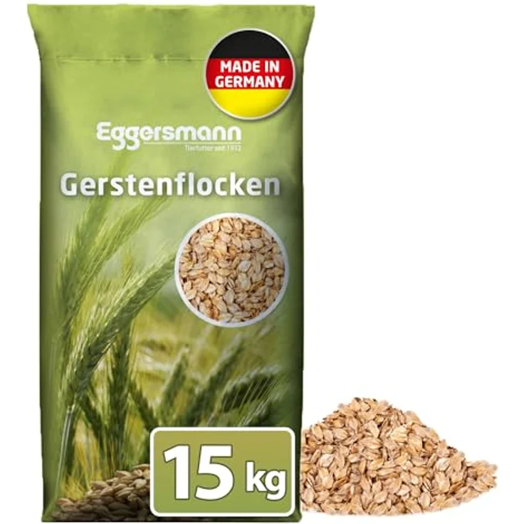 Eggersmann Gerstenflocken 15 kg, Einzelfuttermittel mit hohem Energiegehalt, geeignet für Pferde, Ponys, Hühner & Kleintiere, ideal bei Haferunverträglichkeit – Bild 1