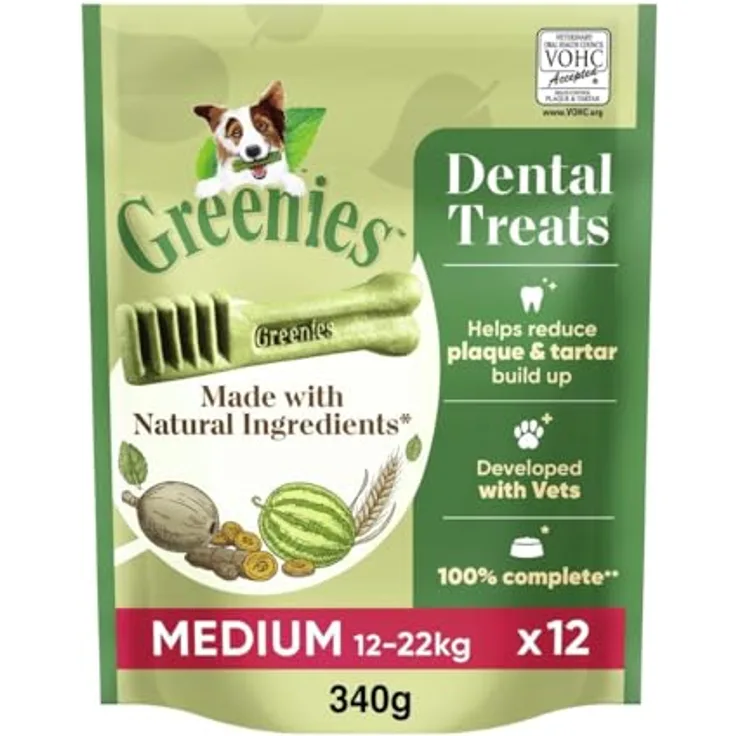 Greenies Dental Treats Original Medium, Zahnpflegesnacks für mittelgroße Hunde 12-22 kg, 340 g – zur täglichen Zahnreinigung gegen Plaque und Mundgeruch