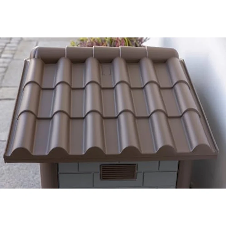 Kerbl Pet Hundehütte Levin Eco, graugrün/braun, wetterfest mit UV-Schutz, aus 100% recyceltem Kunststoff, 99x70x75 cm – Bild 5