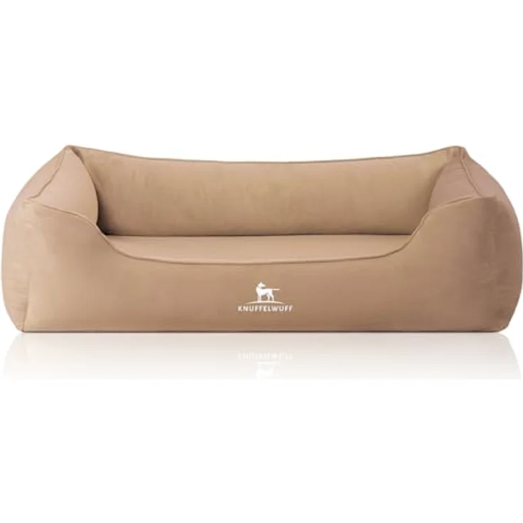 Knuffelwuff orthopädisches Hundebett Jona Samt S Camel | Memory Foam, abnehmbarer waschbarer Bezug, gelenkschonend, für kleine bis große Hunde – Bild 2