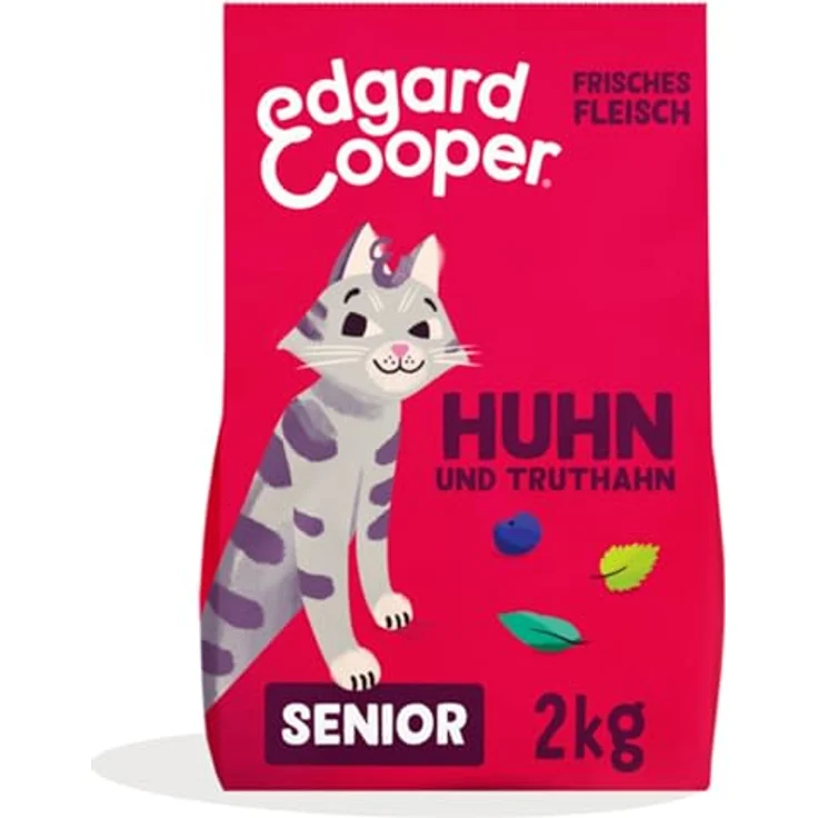 Edgard Cooper Katzenfutter, Trockenfutter für Senior Katzen mit Truthahn und Hühnchen, 2kg, getreidefrei, hypoallergen, für aktive und sterilisierte Katzen – Bild 1