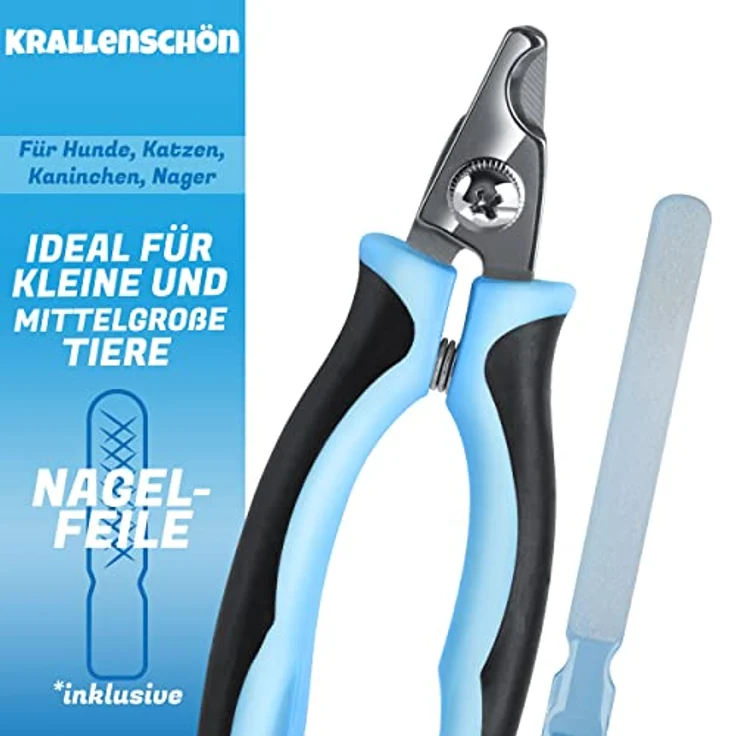 BluePet Kleine Krallenschere mit angewinkeltem Schneidekopf für enge Krallen, inkl. Krallenfeile für Hunde, Katzen & Kleintiere – Bild 5
