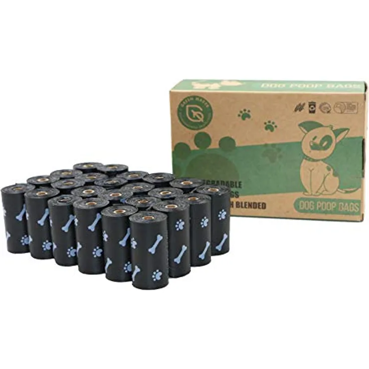 GREEN MAKER 30% Dicke Biologisch abbaubare Hundekotbeutel, 360 Stück aus Maisstärke, Schwarz, 100% auslaufsicher und reißfest