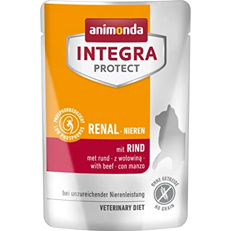 animonda INTEGRA PROTECT Katzenfutter nass Renal mit Rind, Diätalleinfutter zur Unterstützung der Nierenfunktion, 24 x 85g, getreidefrei, veterinärmedizinisch entwickelt