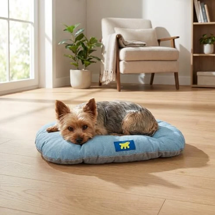 Ferplast Hundebett Relax, Doppelseitiges Baumwoll-Hundekissen mit weicher Polsterung, waschbar, 55 x 36 cm, Himmelblau – Bild 2