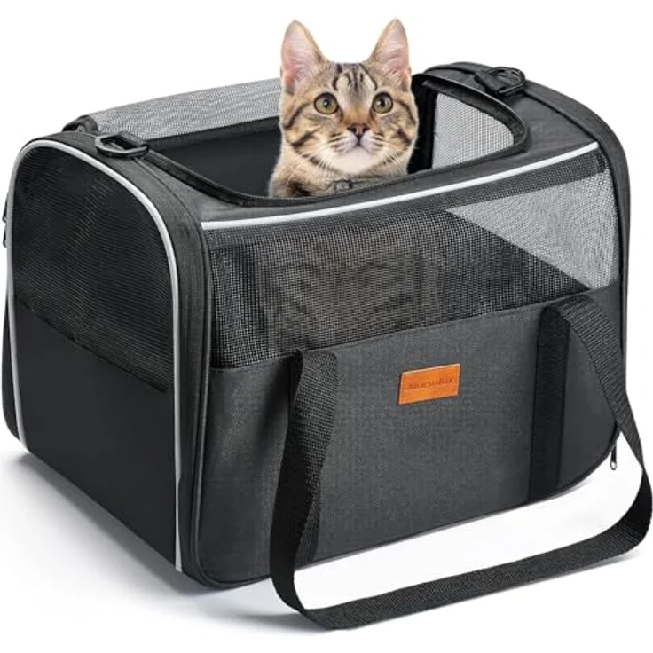 morpilot Katzentransportbox für Katzen und Welpen bis 5kg, geräumige Hundetasche mit Sicherheitsreißverschlüssen, atmungsaktives Mesh-Design, geeignet für Auto, Bahn und Flugzeug – Bild 1