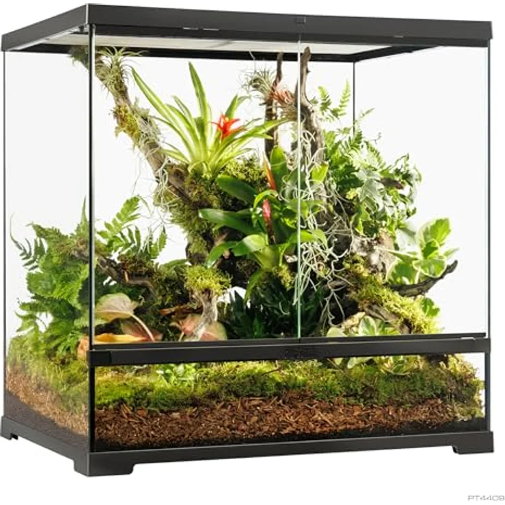 Exo Terra Pro Glasterrarium, Terrarium für Reptilien 60 x 45 x 60 cm mit verschließbarer Fronttür, Edelstahl-Netzgitterabdeckung und einstellbarem Belüftungssystem – Bild 2