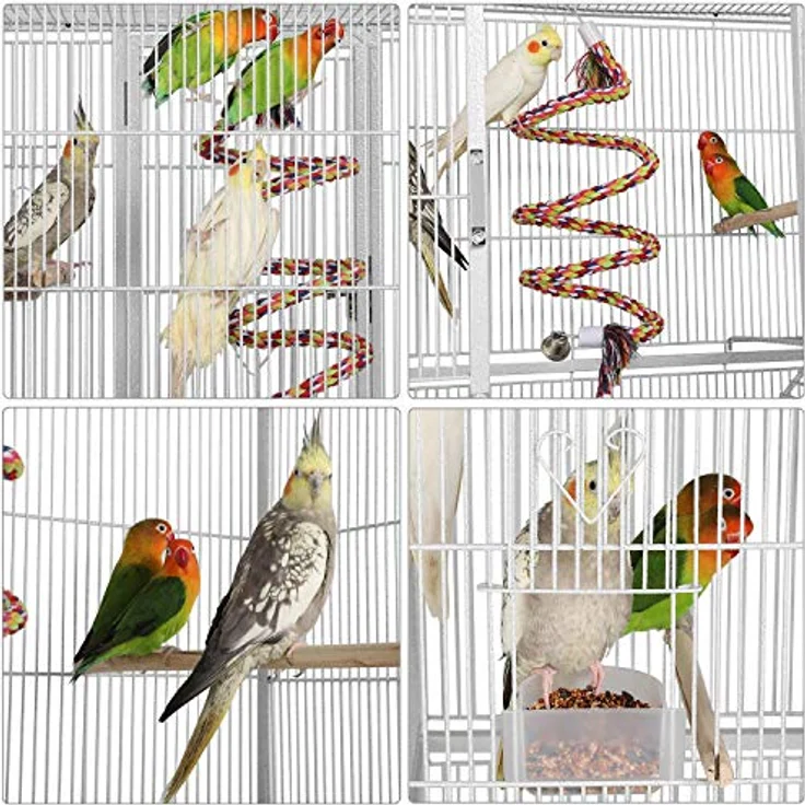 Yaheetech Deluxe Vogelkäfig für Papageien und Wellensittiche, stabile Metallkonstruktion, 77 x 46 x 175,5 cm, abnehmbarer Unterbau mit 360° Schwenkrädern – Bild 3