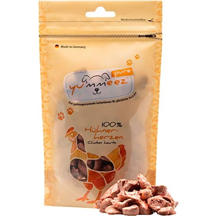 Yummeez pure Hühnerherzen, getreidefreie und zuckerfreie Hundeleckerli für Allergiker, 100% Fleisch, 35g – Bild 3