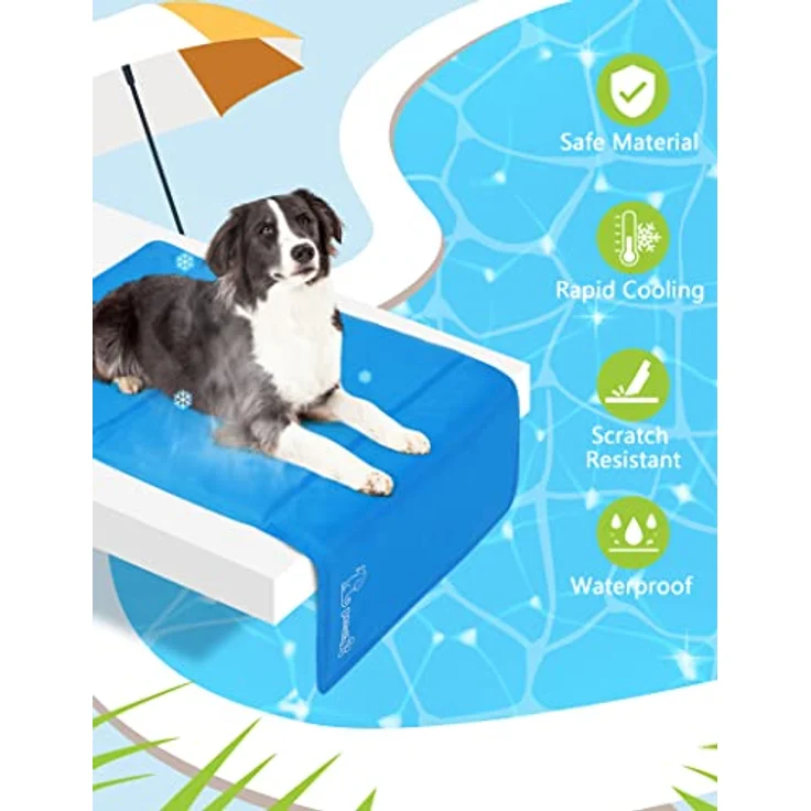 Pecute Kühlmatte für Hunde und Katzen, L 90 x 50 cm, verbesserte Version, kratzfest und langlebig, selbstkühlend, wasserdicht – Bild 2