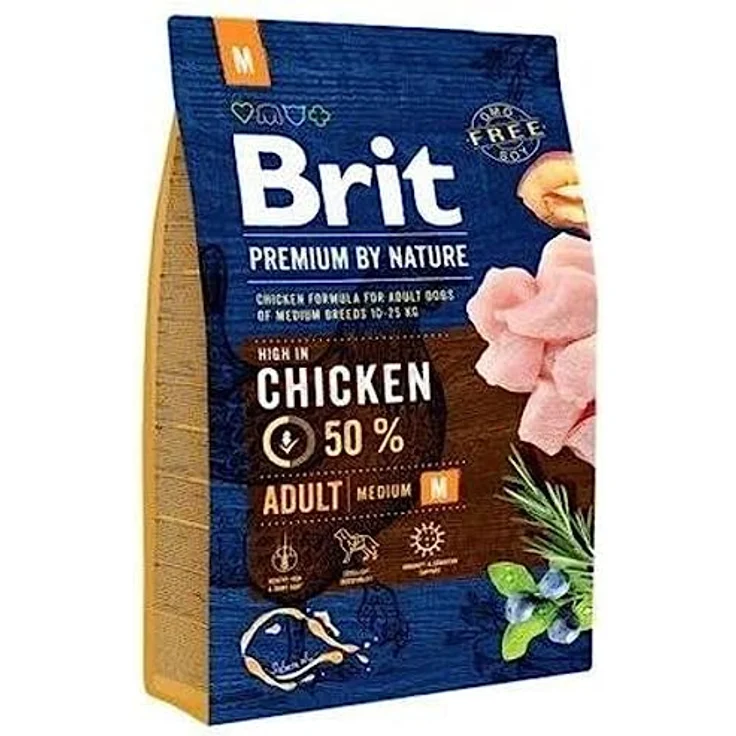 Brit Premium by Nature Adult M, Hunde-Trockenfutter mit wertvollen Inhaltsstoffen, 8kg – Bild 1