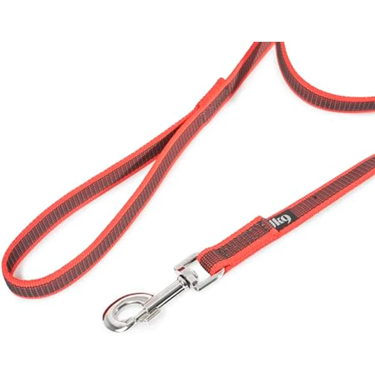 JULIUS K-9 IDC Color & Gray gumierte Leine, 20 mm x 2 m mit Schlaufe und D-Ring, stark und widerstandsfähig, Rot-Grau – Bild 4