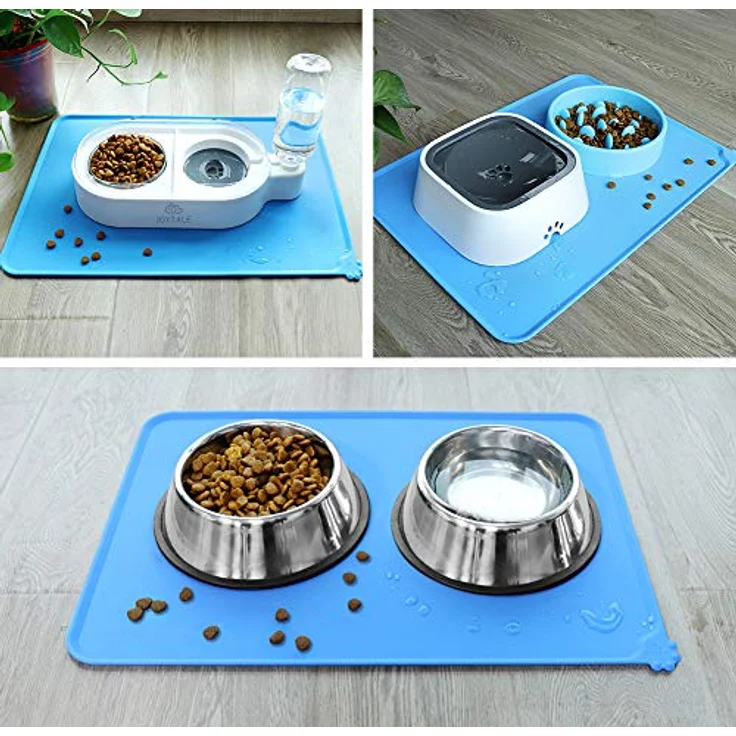 Joytale Silikon-Futtermatte für Hunde, rutschfest und wasserdicht mit erhöhtem Rand, 53 x 37 cm, Blau – Bild 3