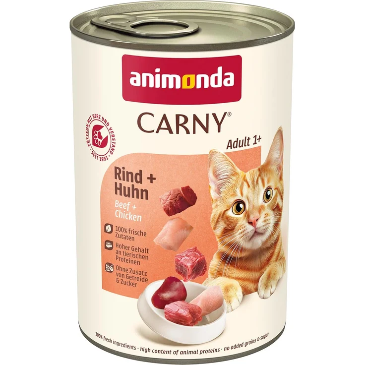 animonda Carny Adult Rind und Huhn, Katzen-Nassfutter mit frischem Fleisch, 6x400g