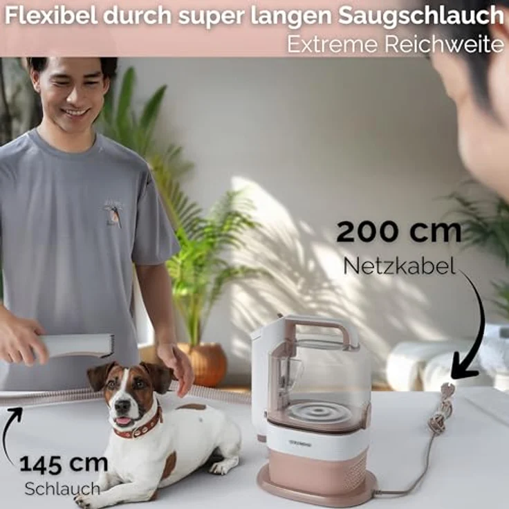 Steinborg® Tierhaarschneidemaschine 7-in-1 mit Staubsauger 13.500 Pa, leise, inkl. Bürsten und Trimmer für Hunde und Katzen, kompaktes Design – Bild 2