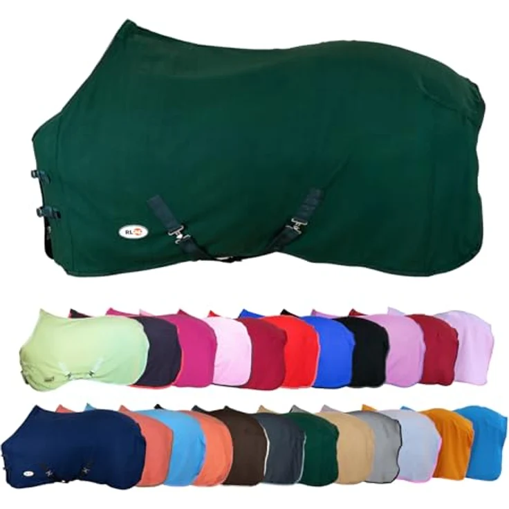 RL24 Abschwitzdecke BASICLINE, atmungsaktiv mit Kreuzgurt, dunkelgrün, 155cm – Bild 1