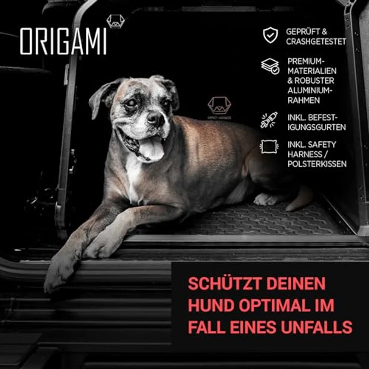 4pets 1ONE1 Origami Hundetransportbox, faltbar, sichere Hundebox fürs Auto, 4 Größen (S, M, L, XL) – Bild 4