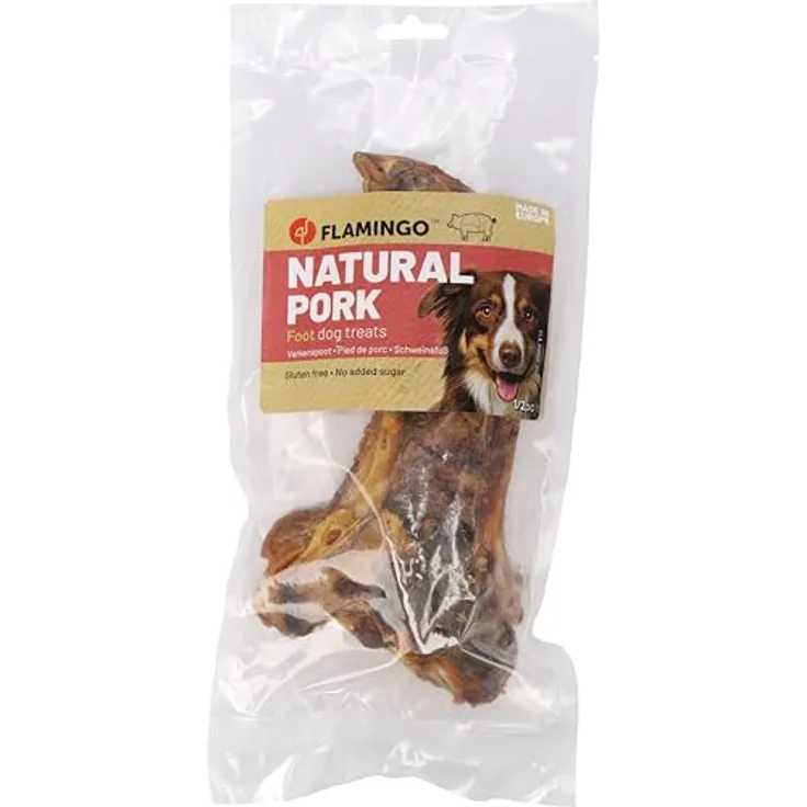 Flamingo Snack Nature Schweinefuß Halb, glutenfreier Hundesnack ohne Zuckerzusatz, 226g, naturbelassen