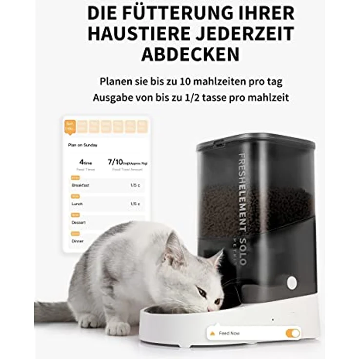 PETKIT Futterautomat Katze 3L, Automatischer Futterspender für Katze und Hund mit PETKIT APP-Steuerung, Edelstahl, Fresh Lock-Technologie, 1-10 Mahlzeiten/Tag – Bild 2