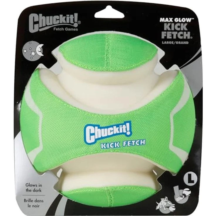 Chuckit! Kick Fetch Max Glow, leuchtender Hundeball, 19,5 cm Durchmesser, unsinkbar und robust – Bild 2