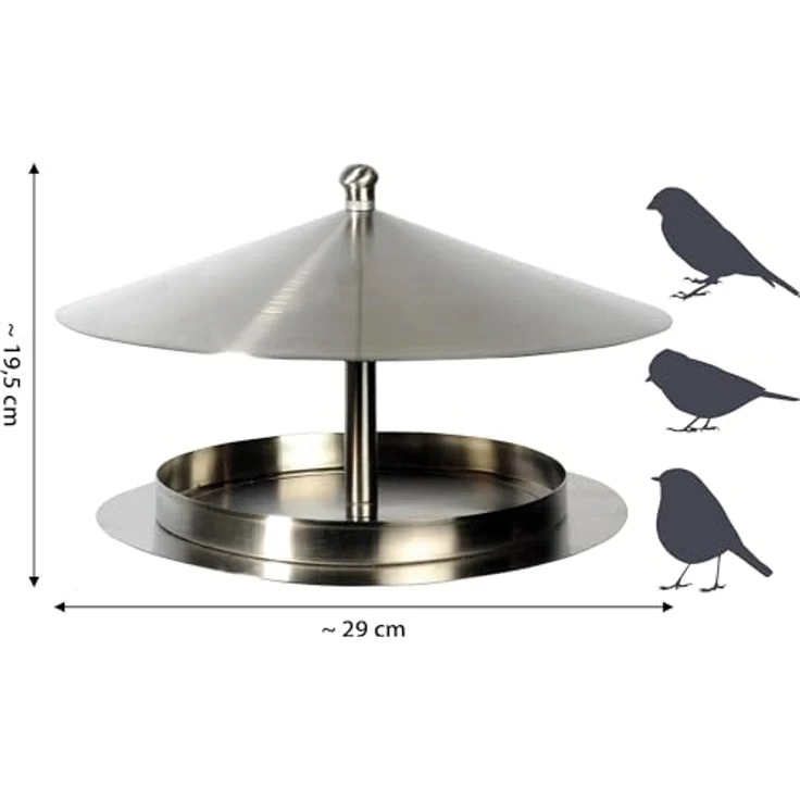 Luxus-Vogelhaus 11600 Rundes Design-Futterhaus ''Silberglanz'' aus Edelstahl mit Draht zum Aufhängen – Bild 3