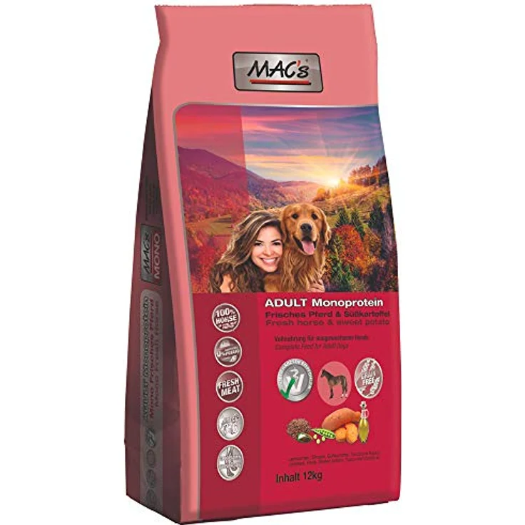 MAC's Mono Pferd, Hunde-Trockenfutter mit hohem Fleischanteil, getreidefrei, 1 x 750 g, Made in Germany – Bild 1