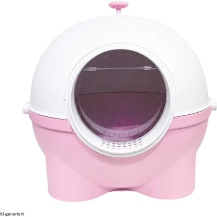 HTI-Living Katzentoilette, modernes Katzen WC in Rosa/Weiß mit großem Einstieg und Streuschaufel, hygienisches Design – Bild 2