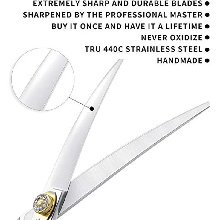 Dream Reach Professionelle Fellschere 7-Zoll, gebogene Hundepflegeschere aus 440C Japanischem Edelstahl mit geräuschdämpfendem Design für ruhige Tierpflege – Bild 2