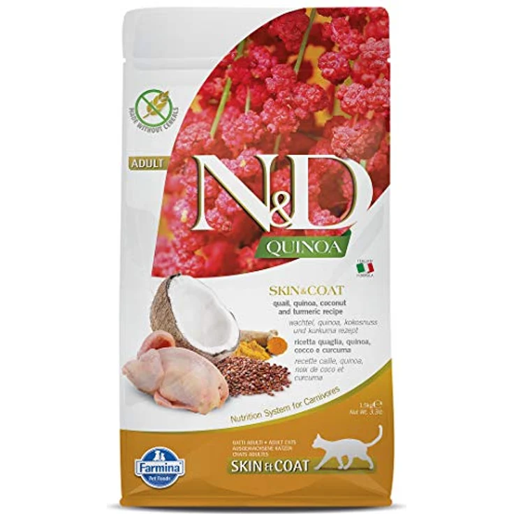 Farmina N&D Quinoa Adult Pellets, Trockenfutter für Katzen mit Wachtel und Kokosnuss, 1,5 kg, ohne Mais, reich an Vitaminen und natürlichen Antioxidantien – Bild 1
