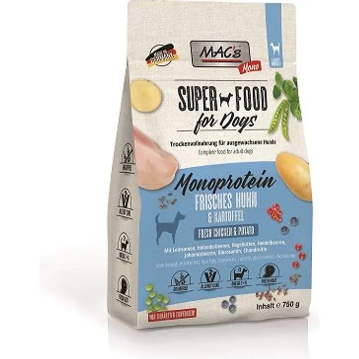 MACs Dog Mono Huhn, getreidefreies Hundefutter für alle Rassen, 750g