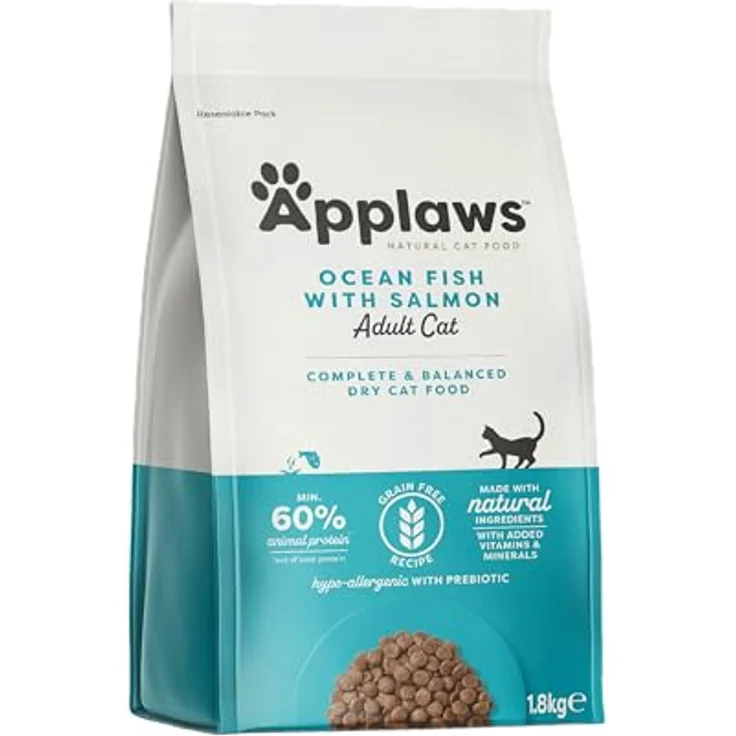 Applaws Katzentrockenfutter, getreidefreier Meeresfisch mit Lachs, 1,8 kg, hypoallergen, hochwertige 50% Fischanteil, wiederverschließbarer Beutel – Bild 1