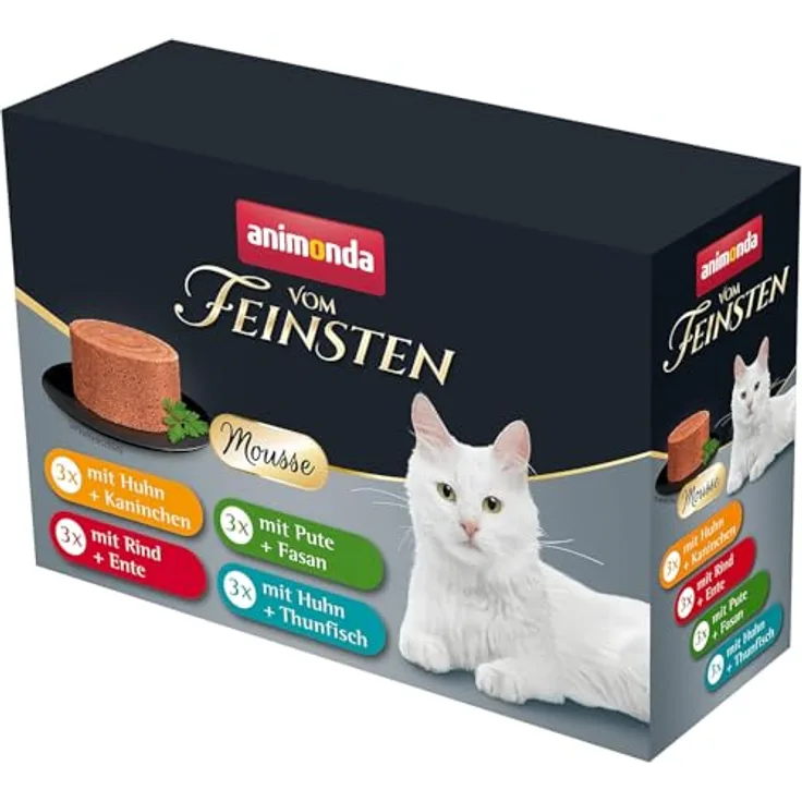 animonda Vom Feinsten Adult Katzenfutter Mousse-Vielfalt (12 x 85 g), getreidefreies Nassfutter für ausgewachsene Katzen, mit zarter Konsistenz und hochwertigen Fleischzutaten